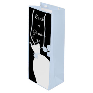Wedding Gown Blue Bride Groom black pastel wine Gift Bag