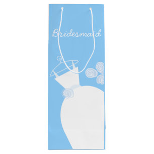 Wedding Gown Blue Bridesmaid wine Gift Bag