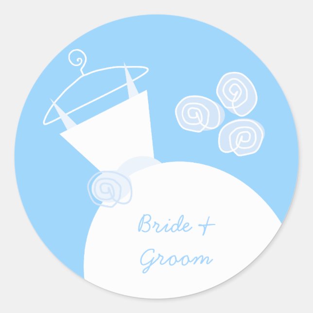 Wedding Gown Blue 'Names' sticker round (Front)