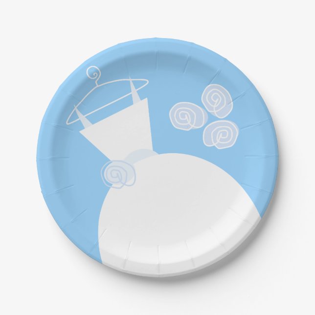 Wedding Gown Blue paper plate (Front)
