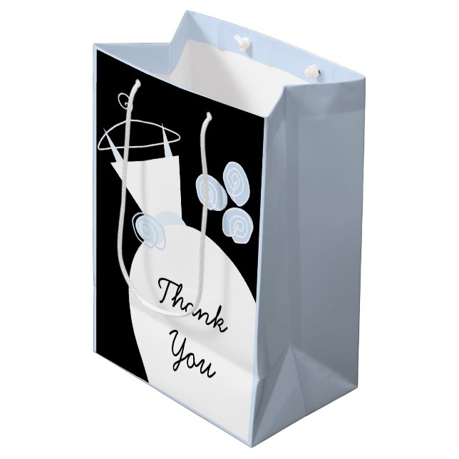 Wedding Gown Blue Thank You black pastel medium Medium Gift Bag (Front Angled)