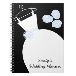 Wedding Gown Blue 'Wedding Planner' black Notebook