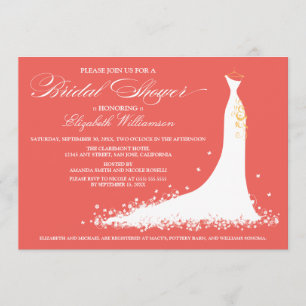 Wedding Gown Bridal Party Invitation (coral)