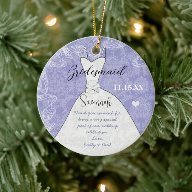 Wedding Gown Bridesmaid Butterfly Choose Colour Ceramic Ornament (Tree)