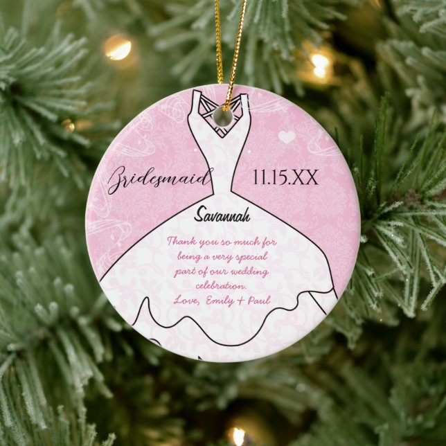 Wedding Gown Bridesmaid Choose Background Colour Ceramic Ornament (Tree)