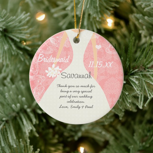 Wedding Gown Bridesmaid Choose Background Colour Ceramic Ornament (Tree)
