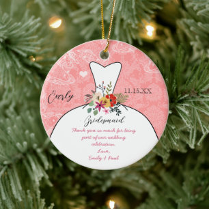 Wedding Gown Bridesmaid Wedding- You Choose Colour Ceramic Ornament