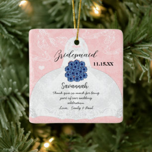 Wedding Gown Bridesmaid Wedding- You Choose Colour Ceramic Ornament