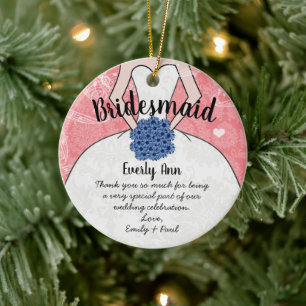 Wedding Gown Bridesmaid Wedding- You Choose Colour Ceramic Ornament