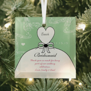 Wedding Gown Bridesmaid Wedding- You Choose Colour Glass Ornament