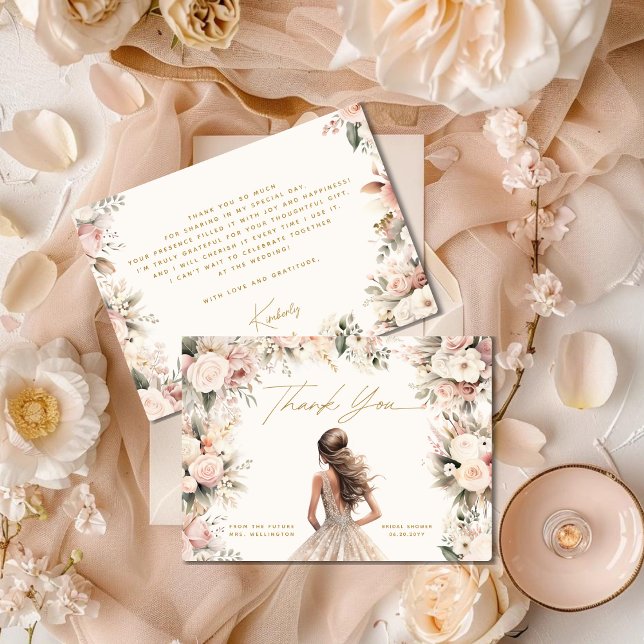 Wedding Gown Dress Bridal Shower Thank You Card (Creator Uploaded)