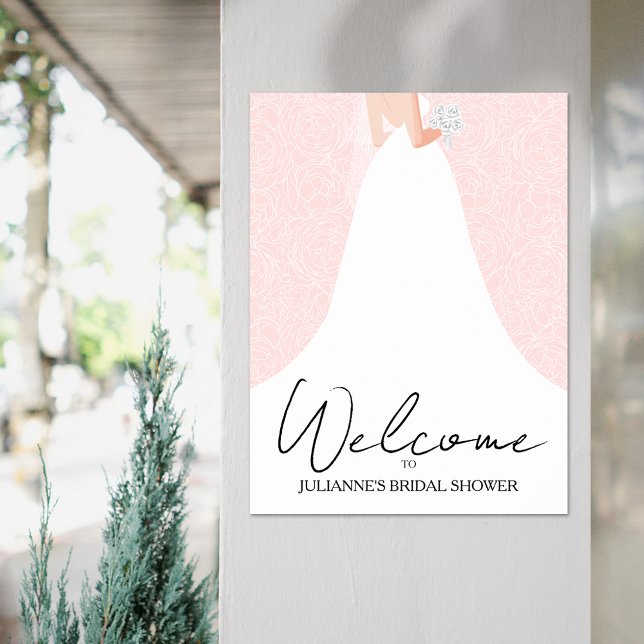 Wedding Gown on Pink Bridal Shower Poster (Creator Uploaded)