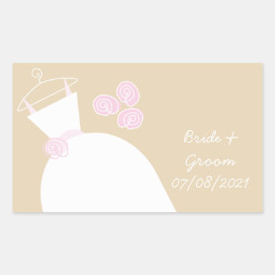 Wedding Gown Pink Beige 'Bride and Groom'  Sticker