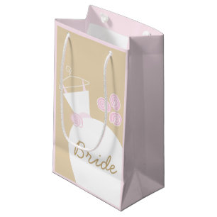 Wedding Gown Pink Beige Bride pink small Gift Bag