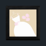 Wedding Gown Pink Beige gift box<br><div class="desc">Pretty bridal themed gift box in shades of pink, beige and white featuring a stylised wedding gown and flowers. A customizable design for you to personalise with your own text, pictures and ideas. Artwork created by Jess Perry.</div>