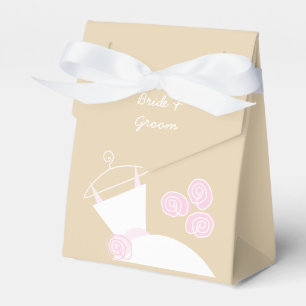 Wedding Gown Pink Beige 'Names' tent Favour Box