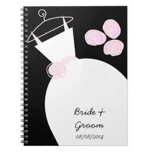 Wedding Gown Pink 'Bridal and Groom' black Notebook