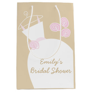 Wedding Gown Pink Bridal Shower beige medium Gift Bag