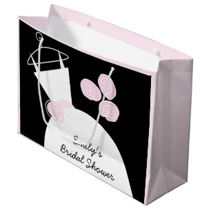 Wedding Gown Pink Bridal Shower black pastel large Gift Bag