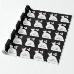Wedding Gown Pink 'Bridal Shower' black Wrapping Paper<br><div class="desc">Pretty bridal themed wrapping paper in shades of pink featuring a stylised wedding gown and flowers on a pink background. A customizable design for you to personalise with your own text,  pictures and ideas.</div>
