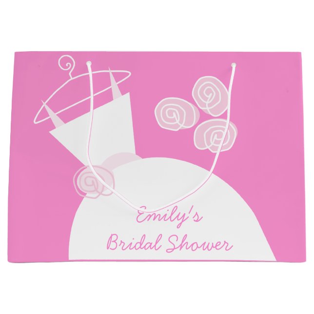 Wedding Gown Pink Bridal Shower large Large Gift Bag (Front)