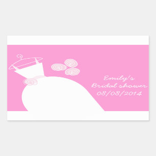 Wedding Gown Pink 'Bridal Shower' rectangle Sticker