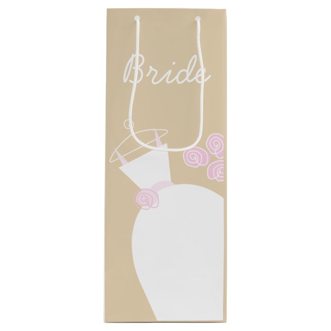 Wedding Gown Pink Bride beige gift bag wine (Front)