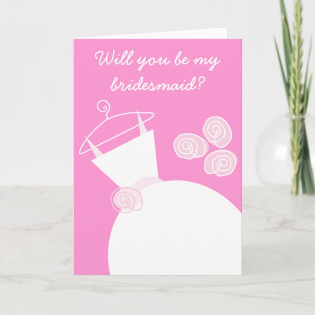 Wedding Gown Pink 'Bridesmaid' card front text (Front)