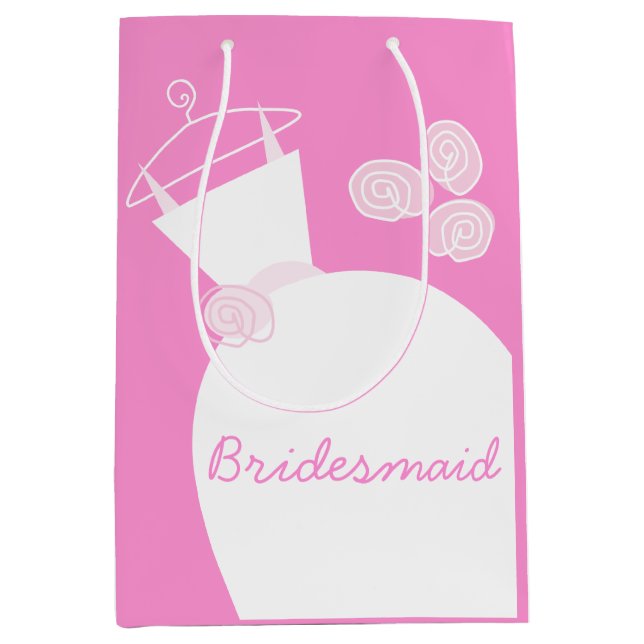 Wedding Gown Pink Bridesmaid medium Gift Bag (Front)