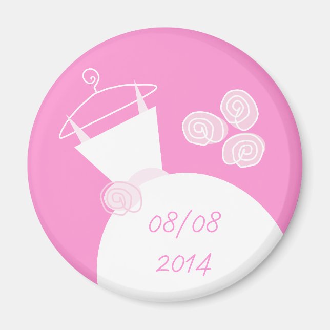 Wedding Gown Pink 'Date' fridge magnet (Front)