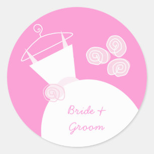 Wedding Gown Pink 'Names' sticker round