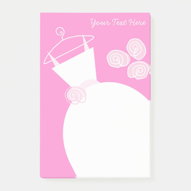 Wedding Gown Pink text post-it note (Front)