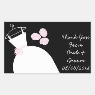 Wedding Gown Pink 'Thank You' rectangle black Sticker