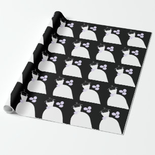 Wedding Gown Purple black Wrapping Paper