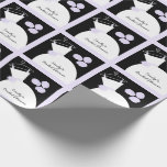 Wedding Gown Purple 'Bridal Shower' black pastel Wrapping Paper<br><div class="desc">Pretty bridal themed wrapping paper in shades of purple featuring a stylised wedding gown and flowers on a black background. A customizable design for you to personalise with your own text,  pictures and ideas.</div>