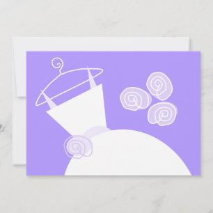 Wedding Gown Purple bridal shower horizontal Invitation