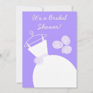 Wedding Gown Purple bridal shower invitation