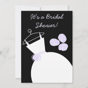 Wedding Gown Purple bridal shower invitation black