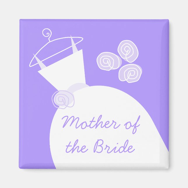 Wedding Gown Purple 'Mother of the Bride' Magnet (Front)