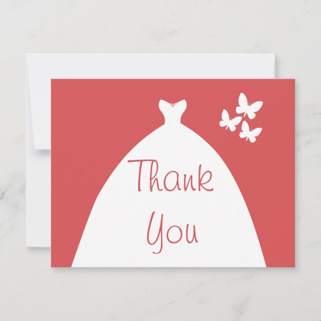 Wedding Gown Thank You Pink Background Card (Front)