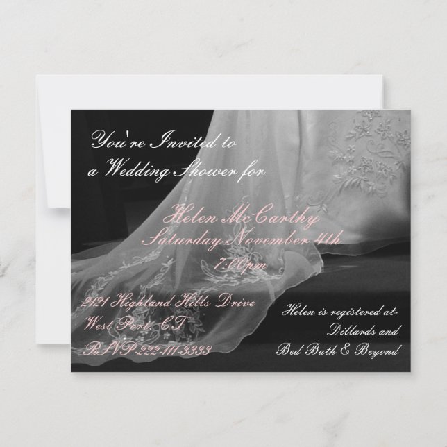 Wedding Gown Train Bridal Shower Invitation (Front)