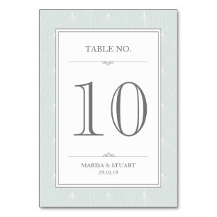 Wedding Green Art Deco Elegany Table Number Card
