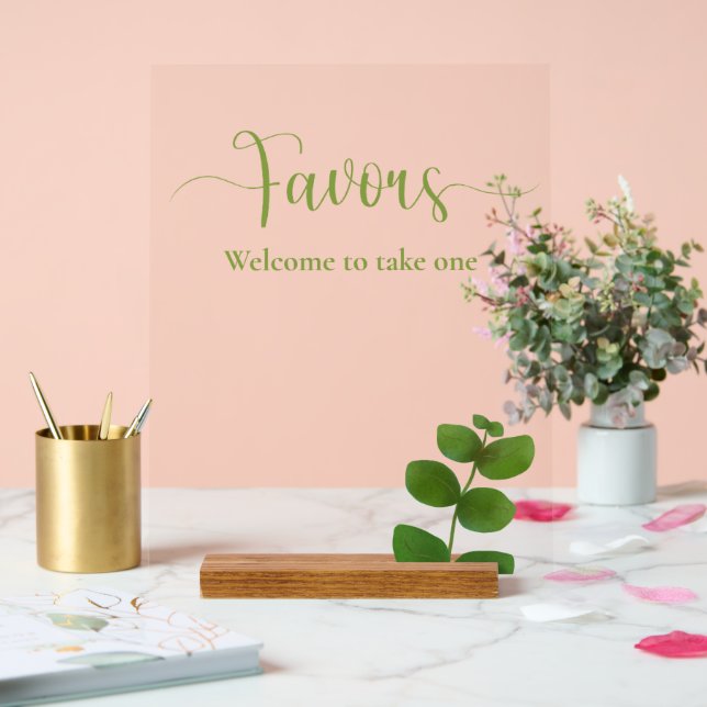 Wedding Green Chic Favours Acrylic Sign (Wedding)