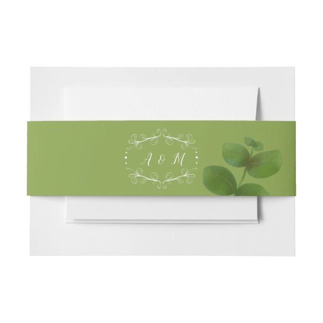 Wedding Green Chic Invitation Belly Band (Front Example)