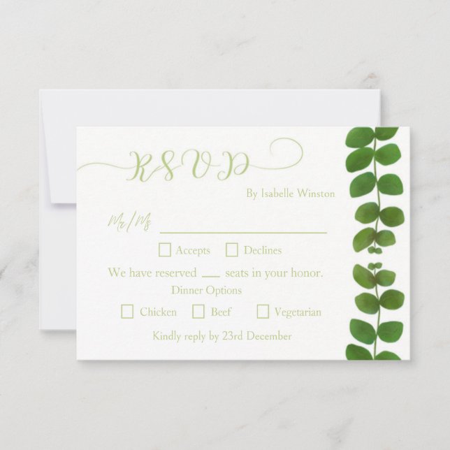 Wedding Green Chic RSVP Response (Front)