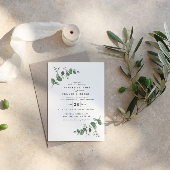 Wedding greenery Eucalyptus botanical modern Invitation (Creator Uploaded)