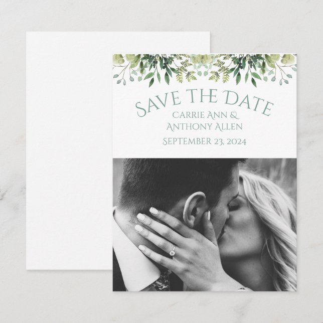Wedding Greenery Eucalyptus Watercolor  (Front/Back)