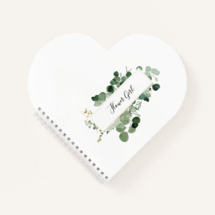 Wedding Greenery FLOWER GIRL Modern White Heart Notebook