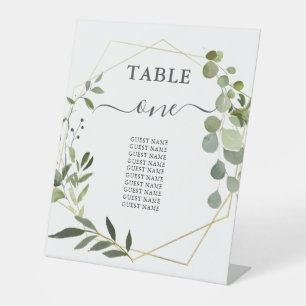 Wedding Greenery Seating Table Pedestal Sign