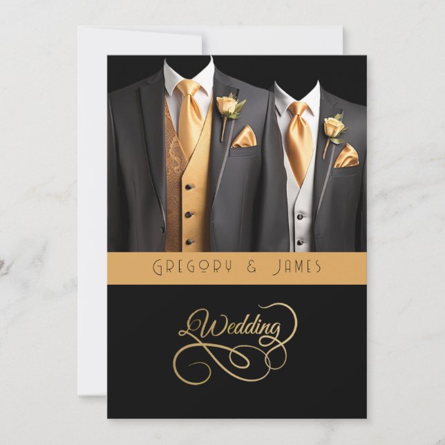 Wedding Grey & Orange Roses Silk Tie Invitation (Front)
